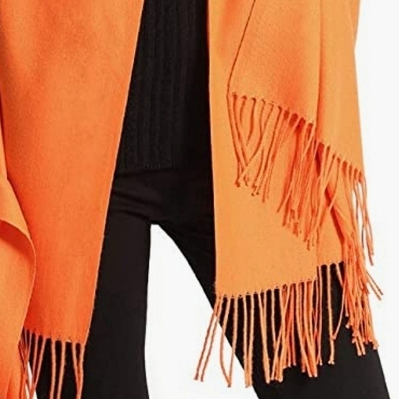 Orange Parshmina Shawl Scarf Wrap - Picture 2 of 6